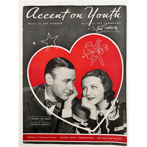 Sylvia Sidney signed music book