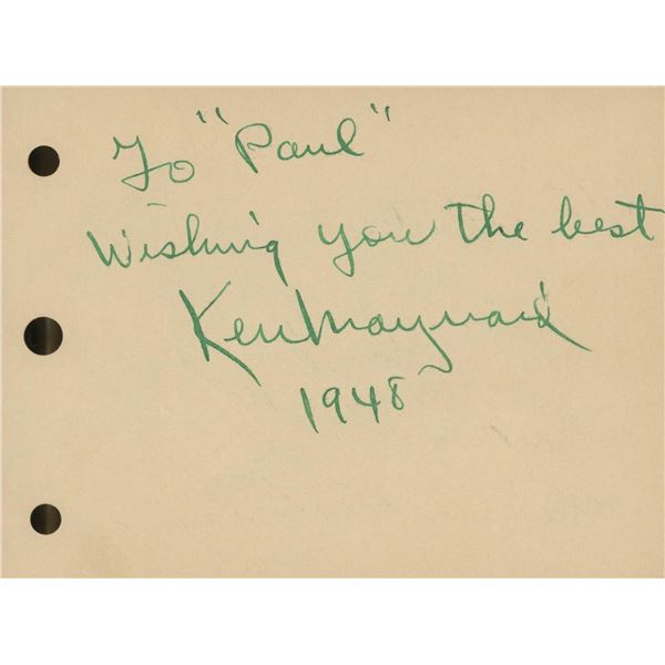 Ken Maynard signed note