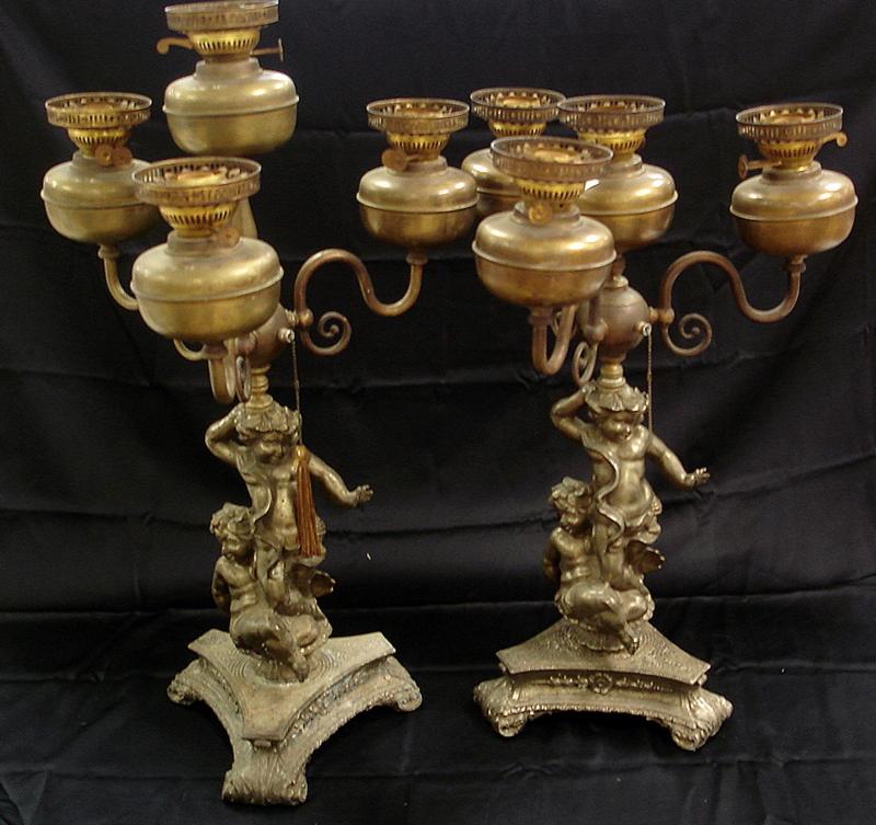 Pair of John Scott England Oil Lamps