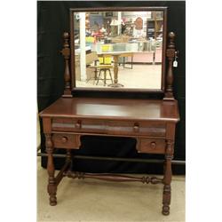 Solid Mahogany Writing Desk w/Swing Mirror