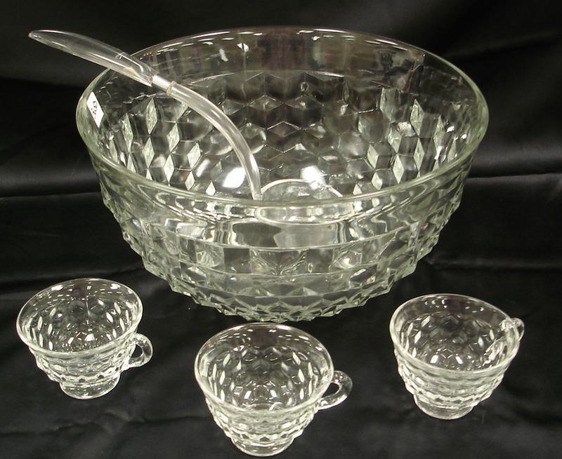 Fostoria American Punch Bowl w/13 Cups