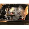 Image 1 : Black tote filled w/ misc. items - include small hoses etc.