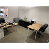 Image 1 : Large group of office furniture - includes 2 desks/ 2 office chairs sideboard/cabinet etc.