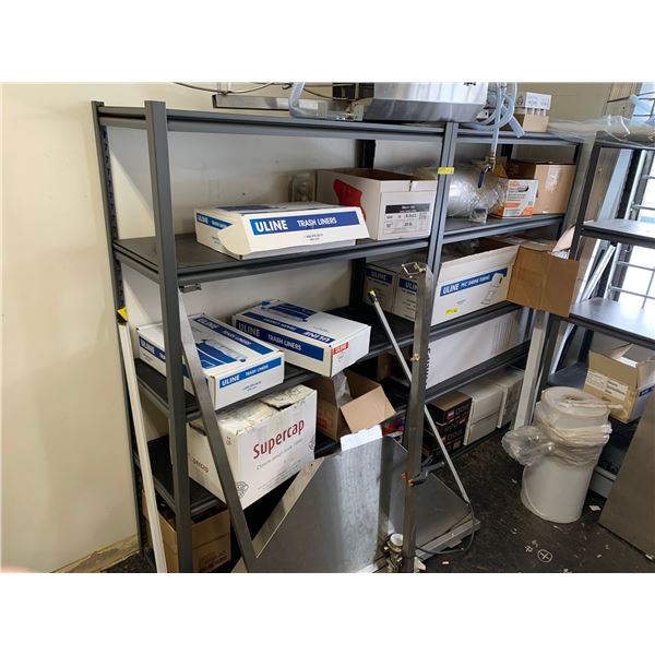 Group of four 4-tier heavy-duty metal shelving racks - approx. 4ft wide ...