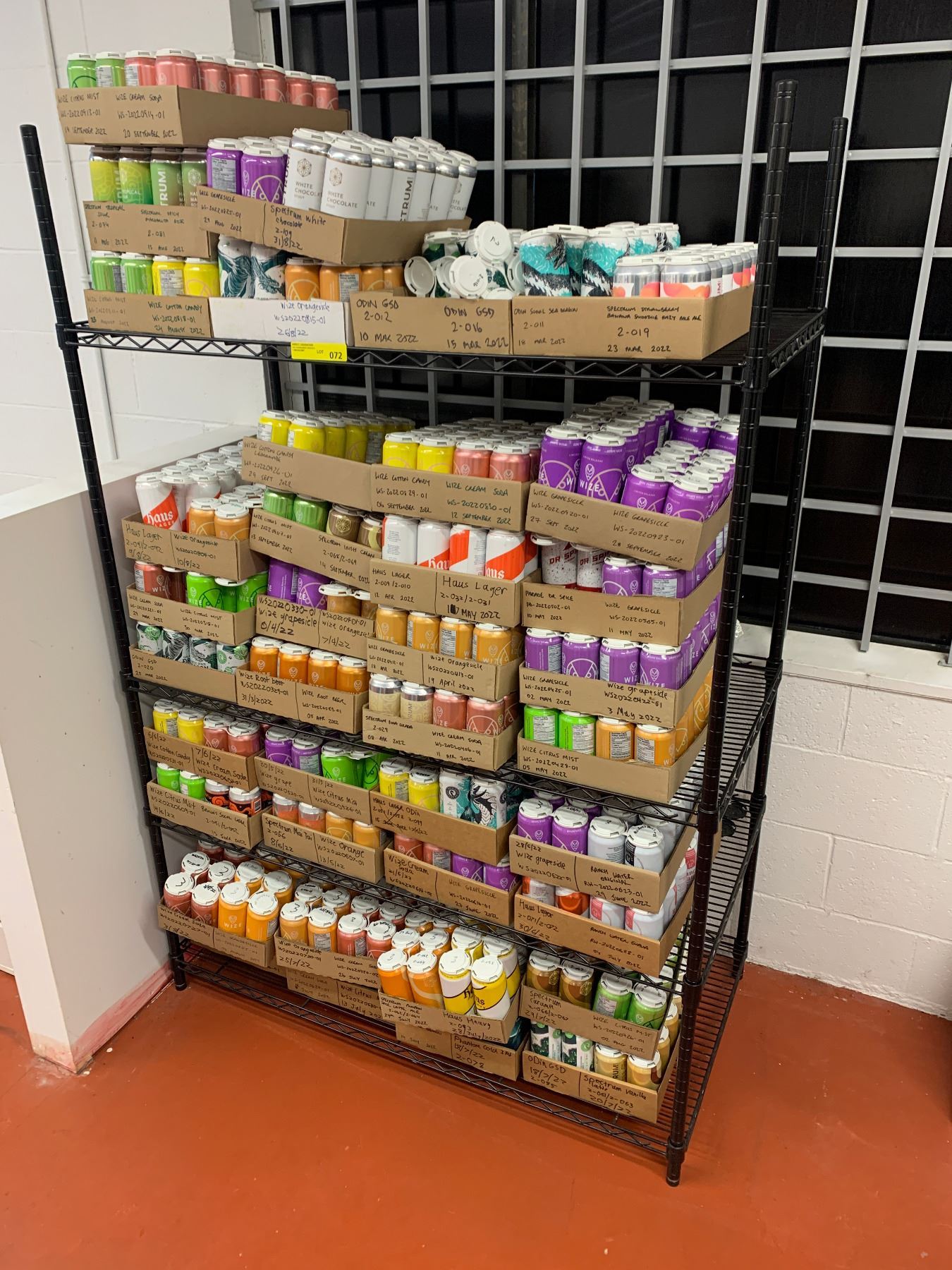 Four-tier industrial shelving rack - approx. 4ft wide x 2ft depth x 6ft ...