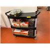 Image 1 : 3 tier four wheel industrial rolling cart (CONTENTS NOT INCLUDED)