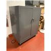 Image 1 : Two Door Cabinet with wheels Locked, No Keys - approx. 3ft wide x 2ft depth x 47in height)