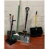 Image 1 : Group of four Uline dust pan, One snow shovel and 4 brooms