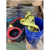 Image 4 : Pallet of misc. - includes high tension wires/Uline - Energy Saver Tubes/working gloves/mop buckets/