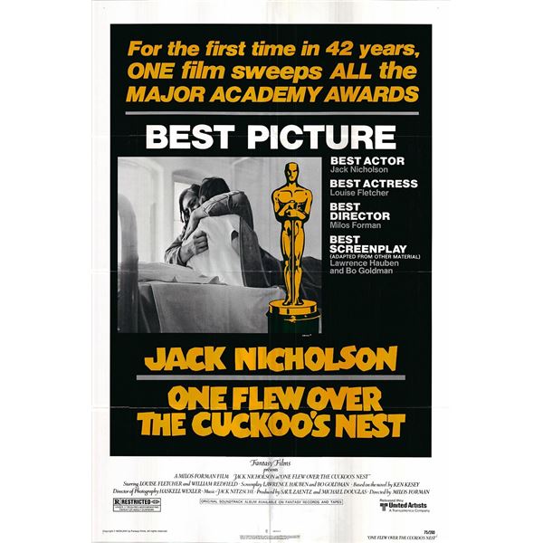 One Flew Over the Cuckoo's Nest original 1975 vintage one sheet movie poster