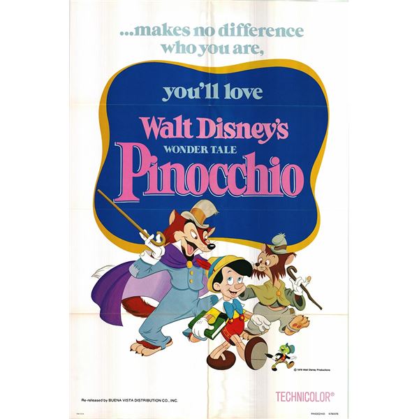 Pinocchio original 1978R vintage one sheet movie poster