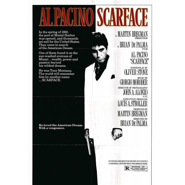 Scarface original 1983 vintage one sheet movie poster