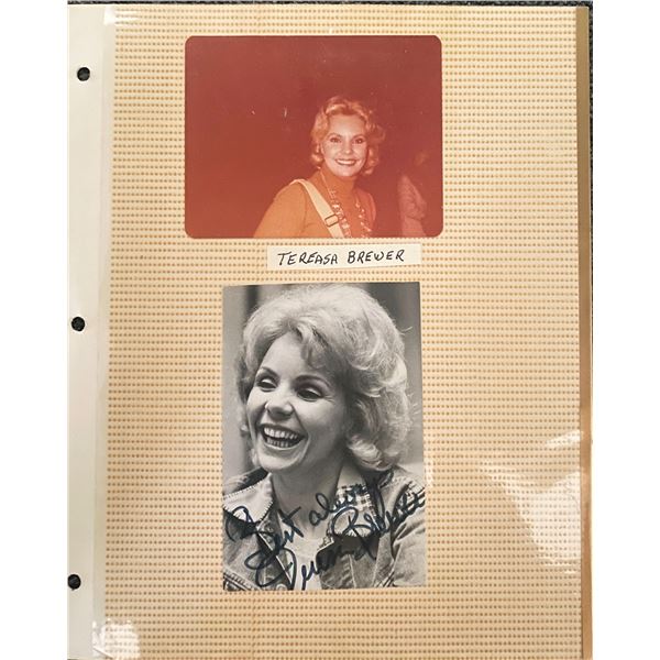 Teresa Brewer signed photo album page