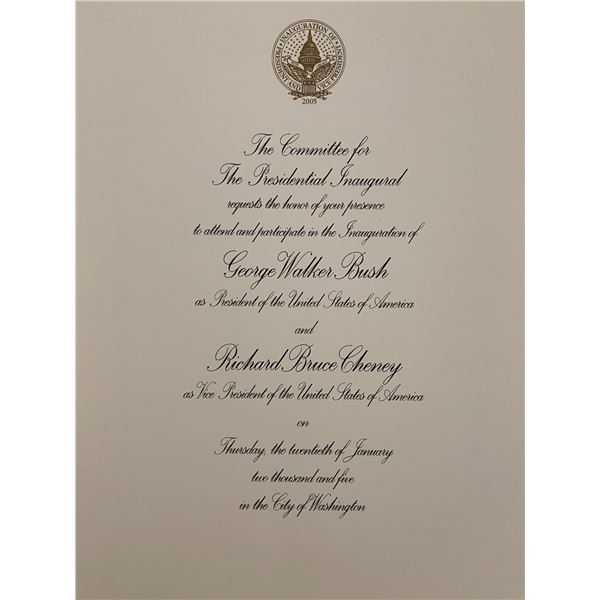 Bush, Cheney 2005 Inauguration Invitation