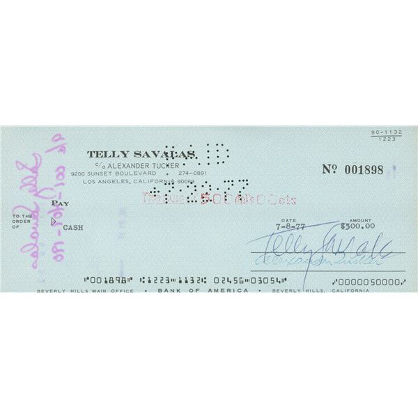 Telly Savalas Kojak signed check