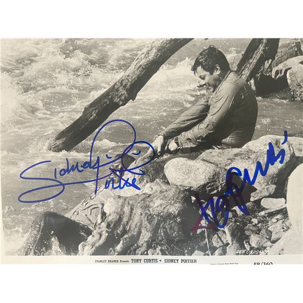 Tony Curtis, Sidney Poitier signed movie photo