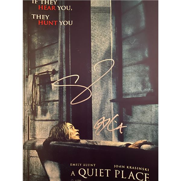 A Quiet Place Emily Blunt and John Krasinski signed mini movie poster