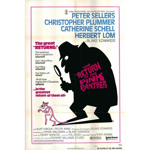 The Return of the Pink Panther original 1975 vintage one sheet poster