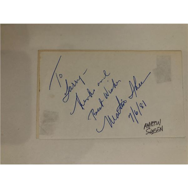 Martin Sheen signed note