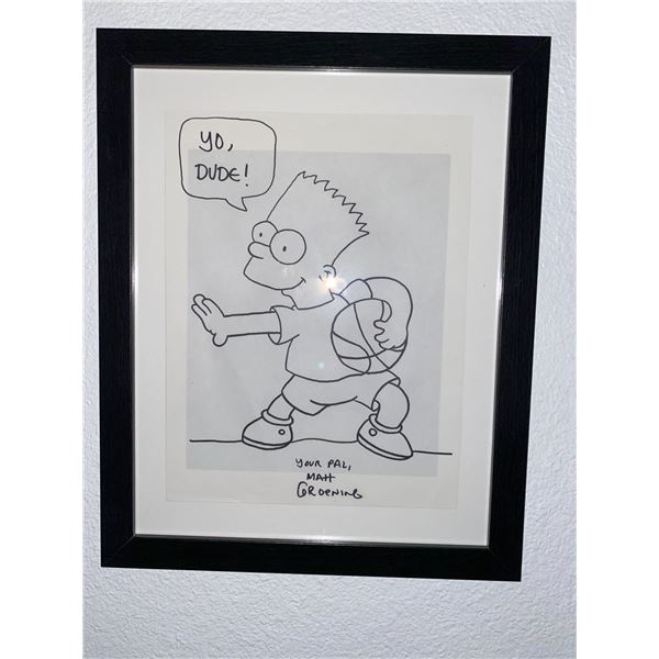 Bart Simpson signed sketch autographed by Matt Groening