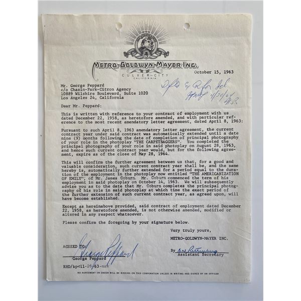 Breakfast at Tiffanys George Peppard signed contact