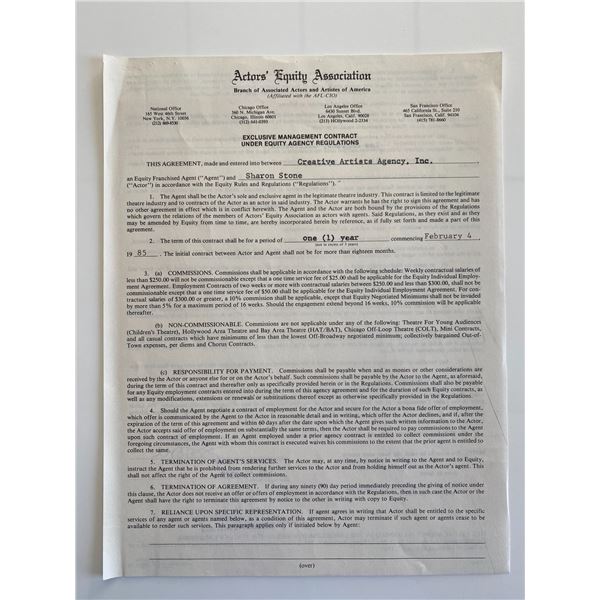 Sharon Stone signed document
