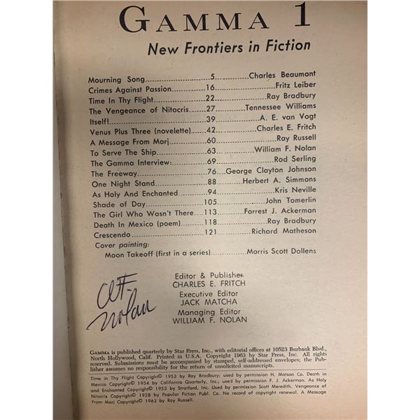 William F. Nolan Gamma signed book