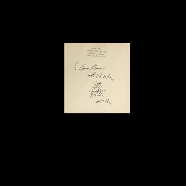 Jules Feiffer signed note