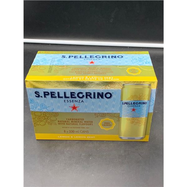 S. Pellegrino Carbonated Natural Mineral Water- Lemon & Lemon Zest (8 x 330ml)