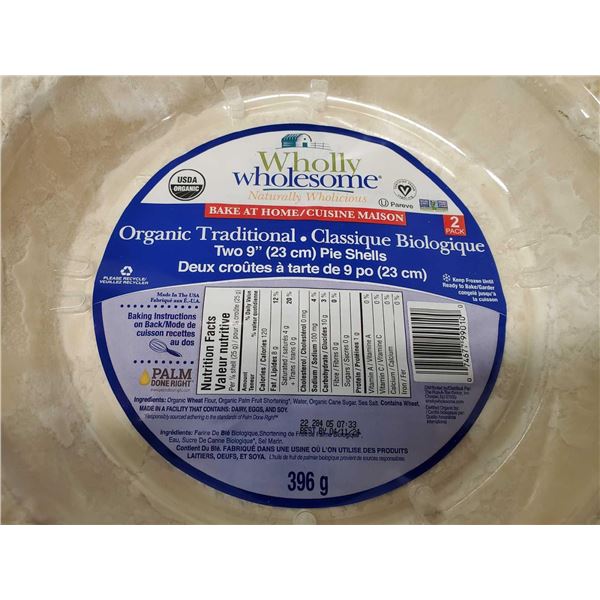FROZEN - Wholly Wholesome Organic Traditional Pie Crust 2pack X 6