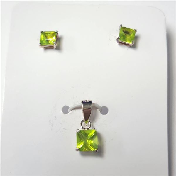 Silver Cz Earring And Pendant Set, Suggested Retail Value $120