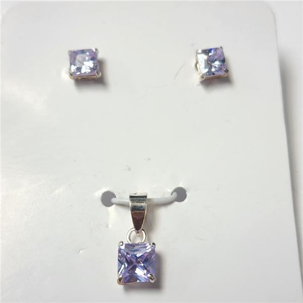 Silver Cz Earring And Pendant Set, Suggested Retail Value $120
