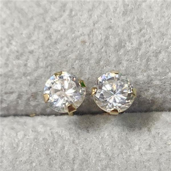 14K Yellow Gold Cubic Zirconia Earrings, Made in Canada, Suggested Retail Value $240