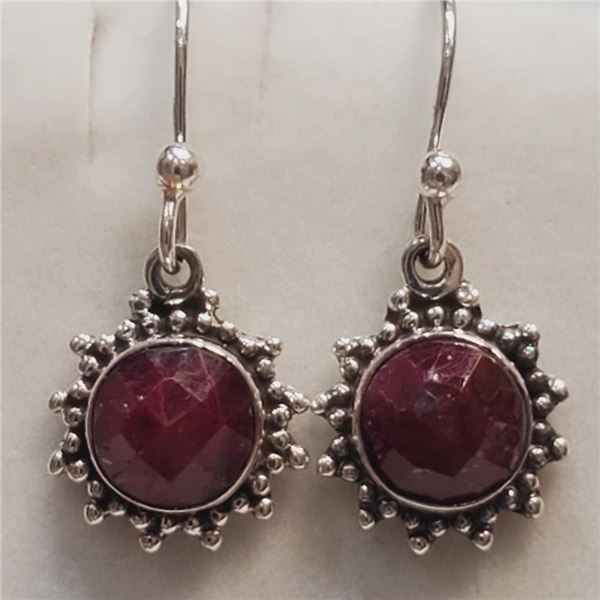 Silver Ruby(3ct) Earrings (~Size 0) (~length 0 inches), Suggested Retail Value $50