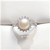 Image 1 : Silver Fresh Water Pearl Cubic Zirconia Ring (~Size 0) (~length 0 inches), Suggested Retail Value $6