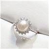 Image 3 : Silver Fresh Water Pearl Cubic Zirconia Ring (~Size 0) (~length 0 inches), Suggested Retail Value $6