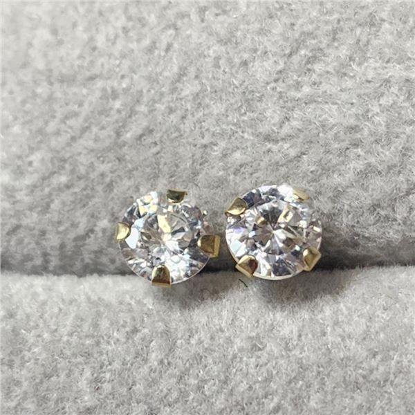 14K Yellow Gold Cubic Zirconia Earrings (~Size 0) (~length 0 inches), Suggested Retail Value $120