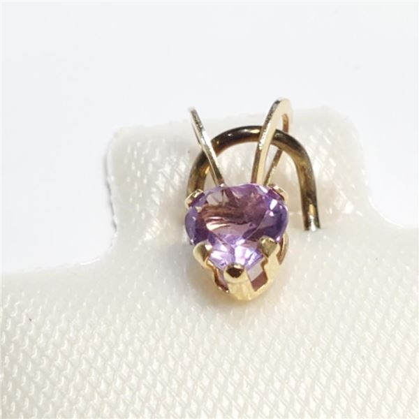 14K Yellow Gold Genuine Amethyst Pendant (~Size 0) (~length 0 inches) (~weight 0.12g), Made in Canad