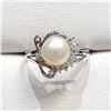 Image 1 : Silver Fresh Water Pearl Cubic Zirconia Ring (~Size 0) (~length 0 inches), Suggested Retail Value $5