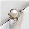 Image 2 : Silver Fresh Water Pearl Cubic Zirconia Ring (~Size 0) (~length 0 inches), Suggested Retail Value $5