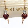 Image 1 : 10K Yellow Gold Garnet Earrings (~Size 0) (~length 0 inches), Made in Canada, Suggested Retail Value