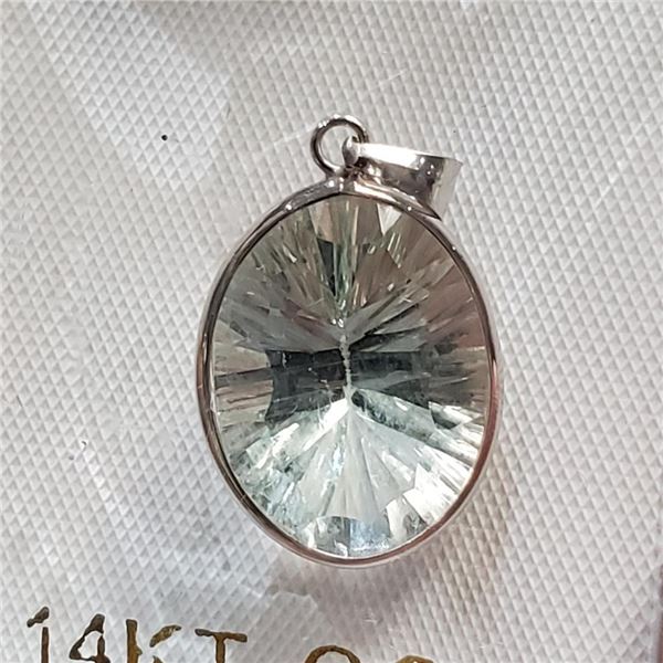 14K White Gold Green Amethyst Pendant (~Size 0) (~length 0 inches) (~weight 0.78g), Suggested Retail