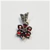 Image 1 : Silver Garnet & Marcasite Pendant (~Size 0) (~length 0 inches), Suggested Retail Value $80