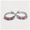 Image 1 : Silver Created Pink Sapphire Earrings (~Size 0) (~length 0 inches), Suggested Retail Value $50