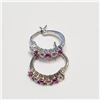 Image 2 : Silver Created Pink Sapphire Earrings (~Size 0) (~length 0 inches), Suggested Retail Value $50