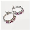 Image 3 : Silver Created Pink Sapphire Earrings (~Size 0) (~length 0 inches), Suggested Retail Value $50