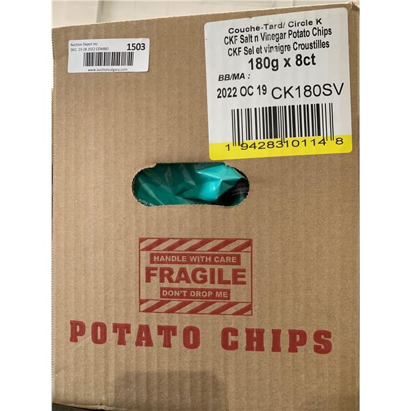 CASE LOT - Circle K Salt & Vinegar Potato Chips 8x180g