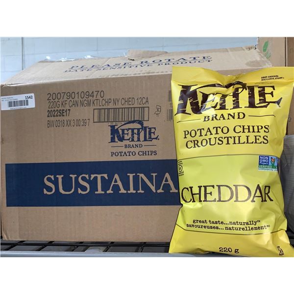 CASE LOT - Kettle Brand Cheddar Potato Chips 220g x 12