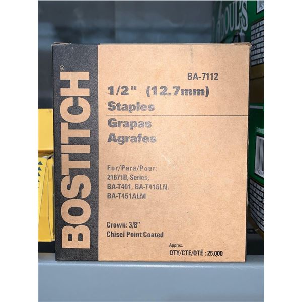 CASE LOT - Bostitch 1/2" Staples Qty 25,000approx