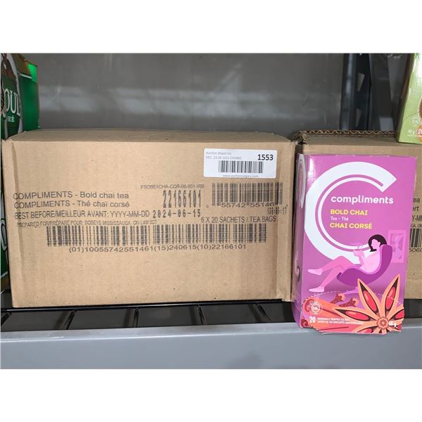 CASE LOT - Compliments Bold Chai Tea 6 x 20 tea bags
